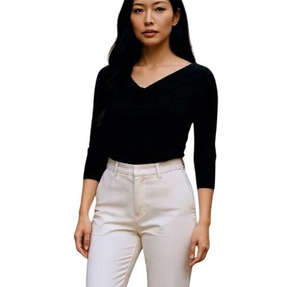 A Byer Vintage Black Sparkle Pullover Ruched Top Large - Picture 8 of 8